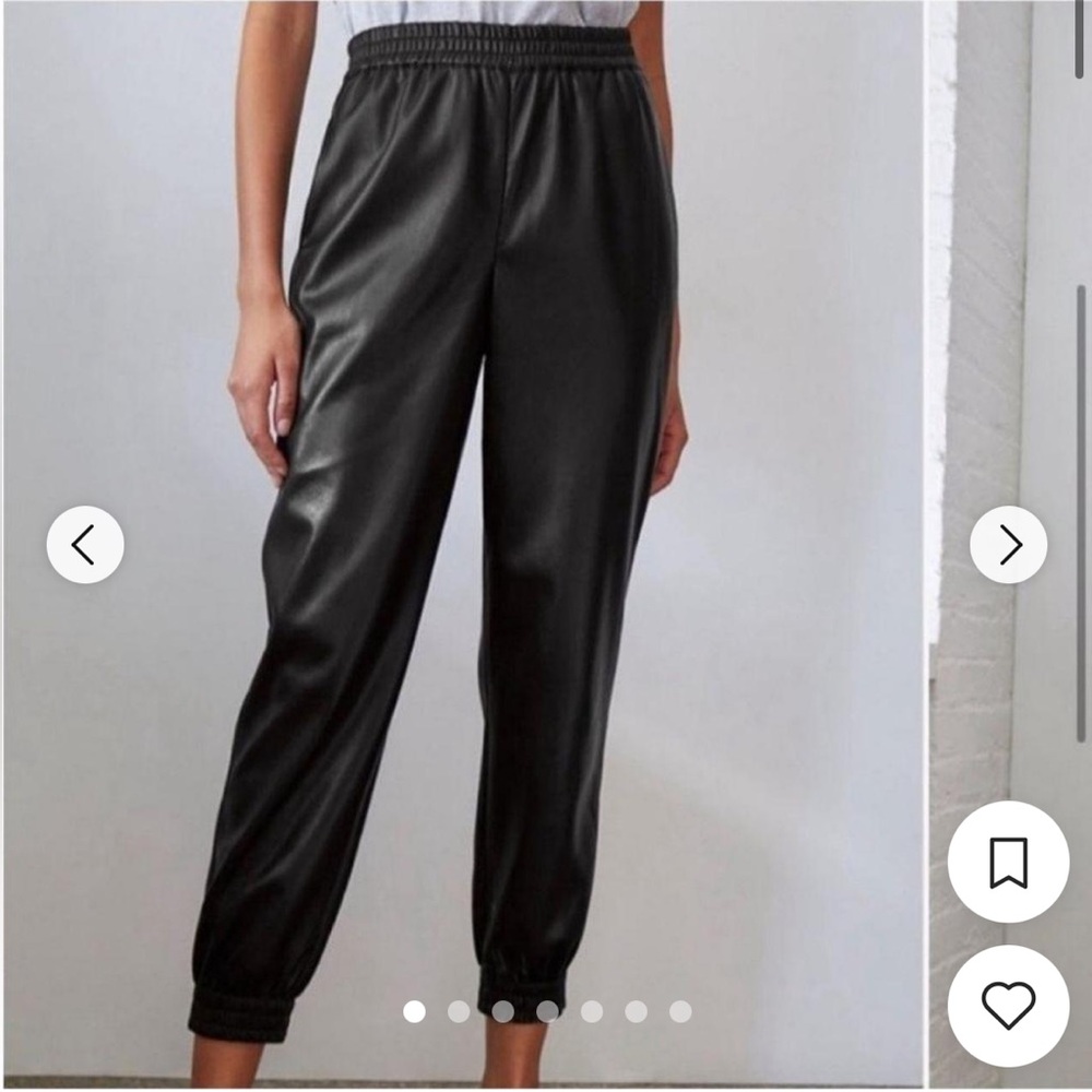 Babaton Black Faux Leather Joggers